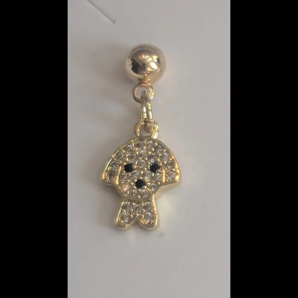 ✨ Gold Tone Micro Pavé CZ Puppy Dog Drop Earrings ✨ - Picture 3 of 3
